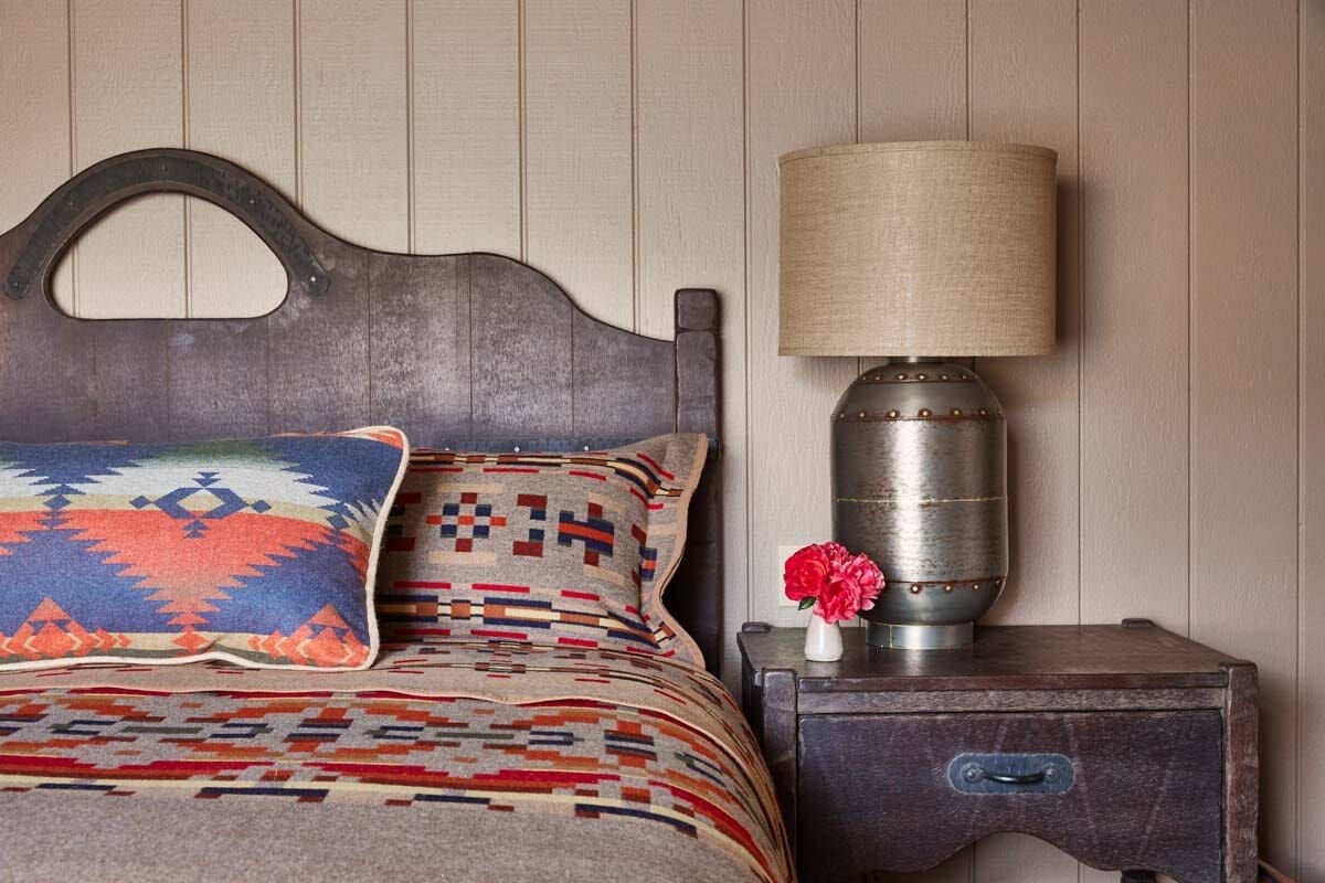 bed and side table inside turner house