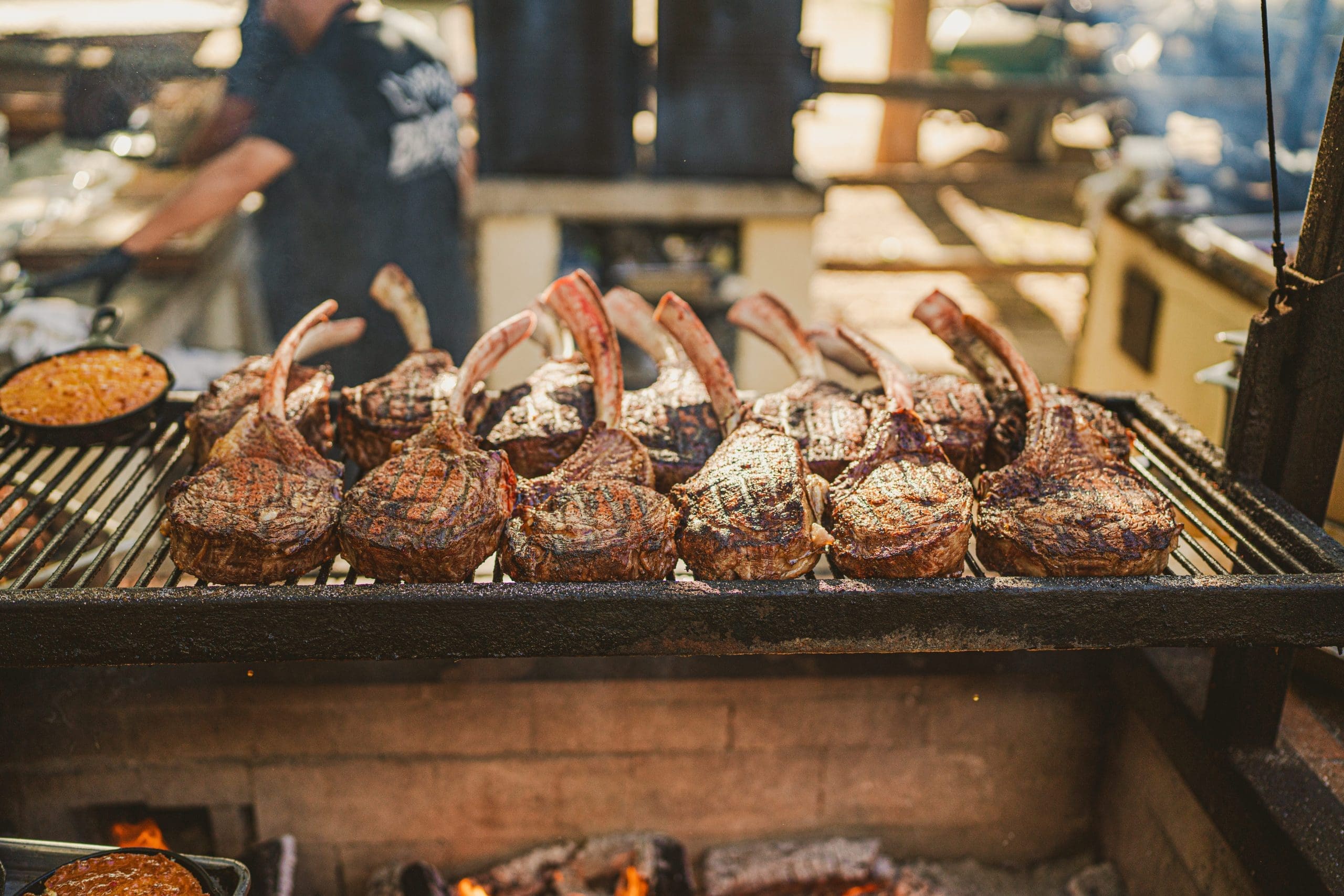 tomahawks cooked nicely on a grill