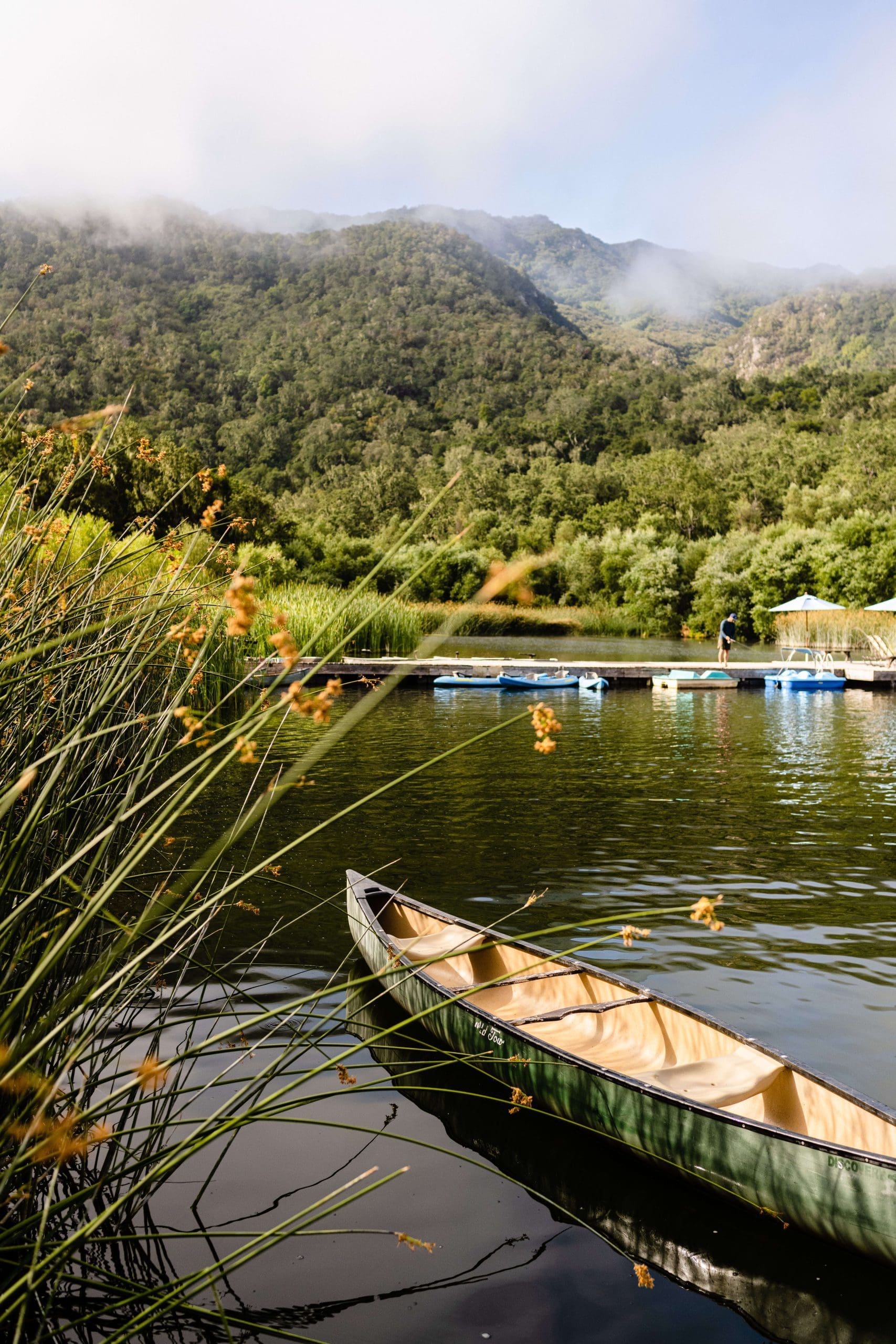 Canoe and dock on the lake
