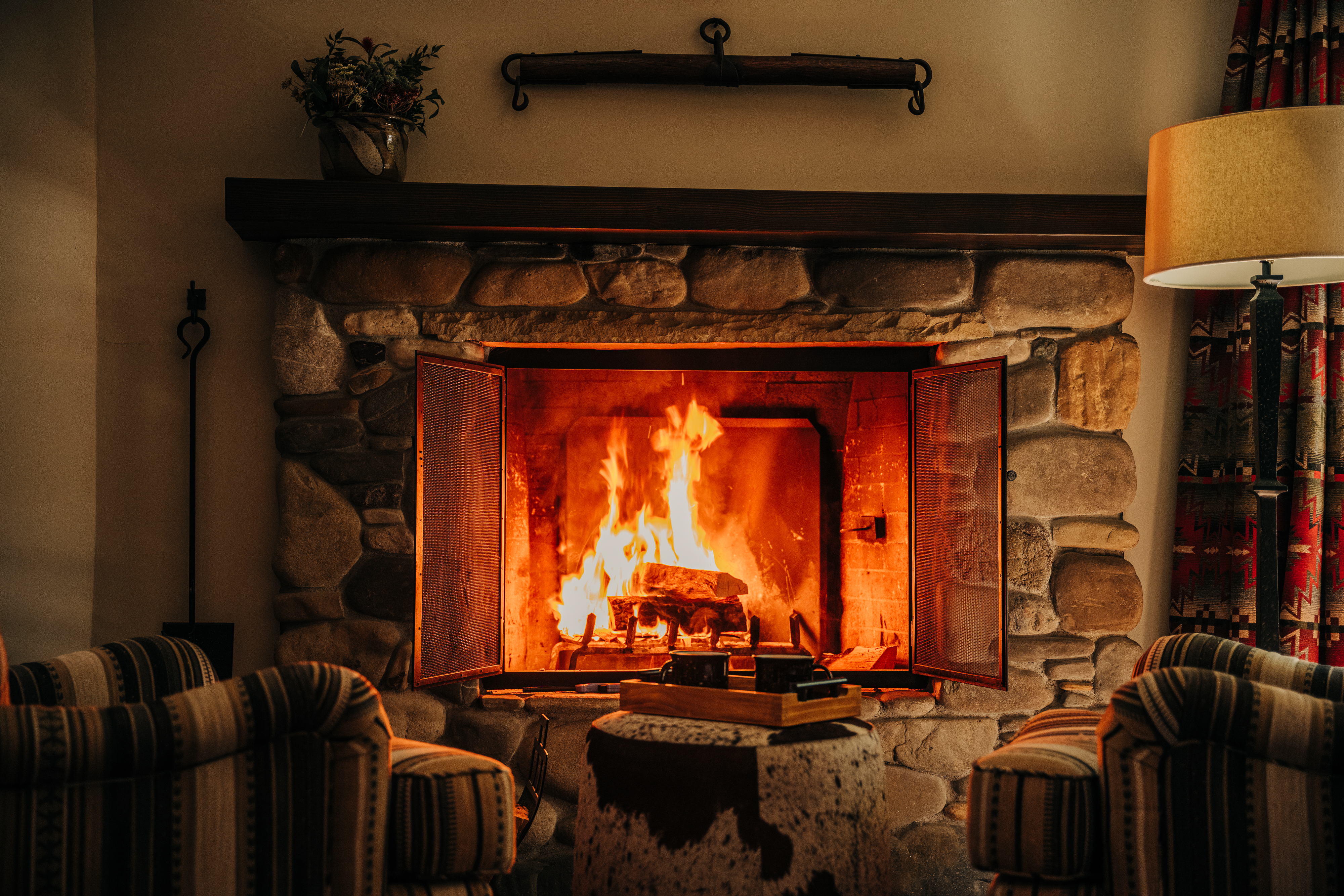 Cozy Fireplace in Cottage